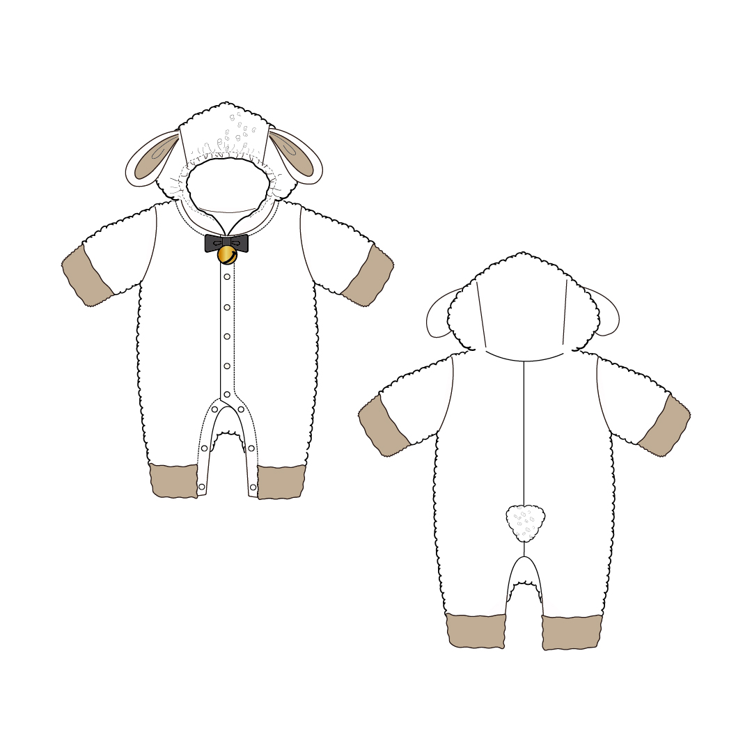 【予約】ひつじ (未) ボア カバーオール 羊 着ぐるみ [75009A]