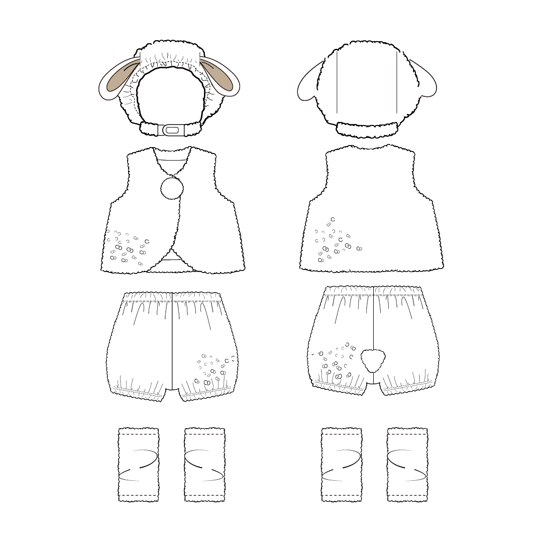 【予約】ひつじ (未) ボア セットアップ 羊 着ぐるみ [75010A]