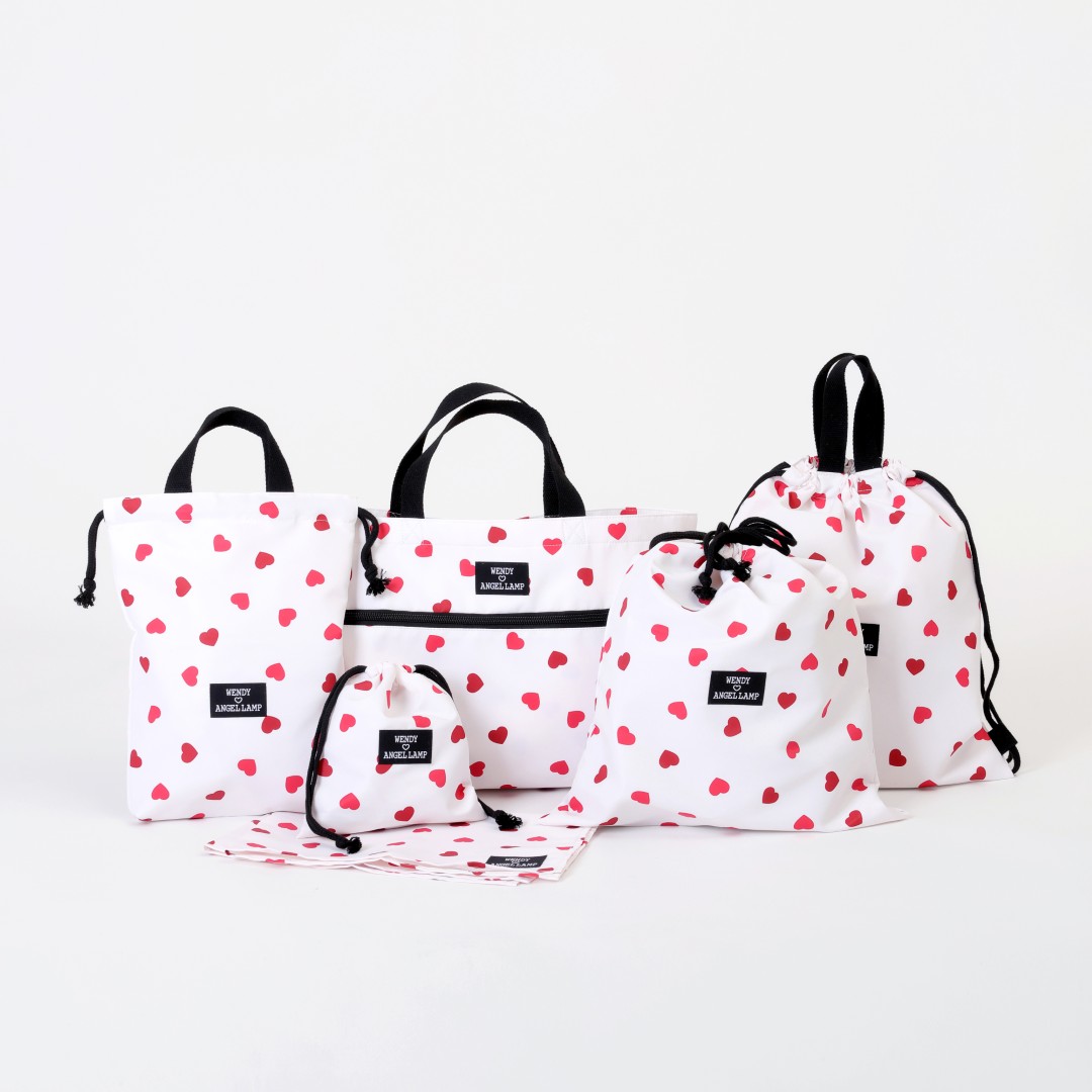 【別倉庫】レッスンバッグ 撥水 ハート柄（レッスンバッグ・ナップサック・シューズバッグ・巾着袋・ランチクロス）スクールバッグ